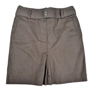 DKNYC Womens Brown Tailored Skirt Size 4 High Waist Cotton Twill Pleated
